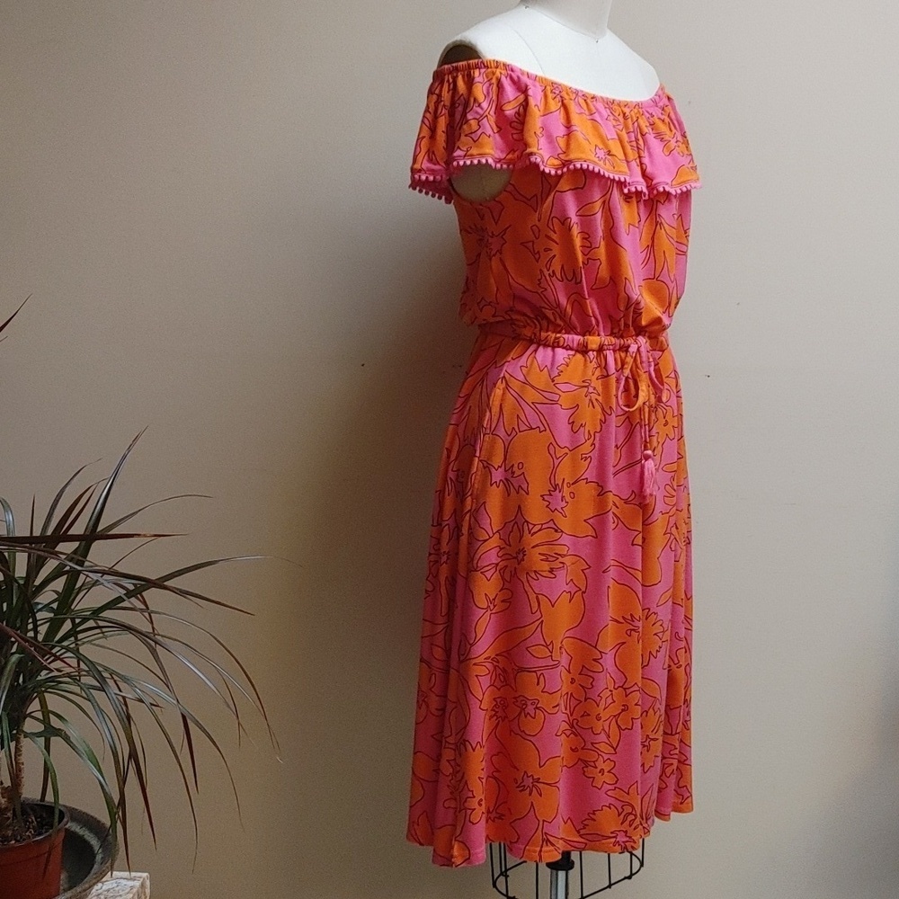Isaac Mizrahi Live Pink Orange Knit Summer Dress M - Picture 7 of 12